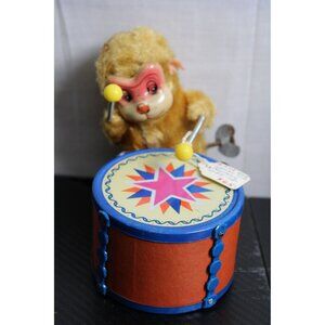 Vintage Japanese Tin Toy With Drum And Monkey